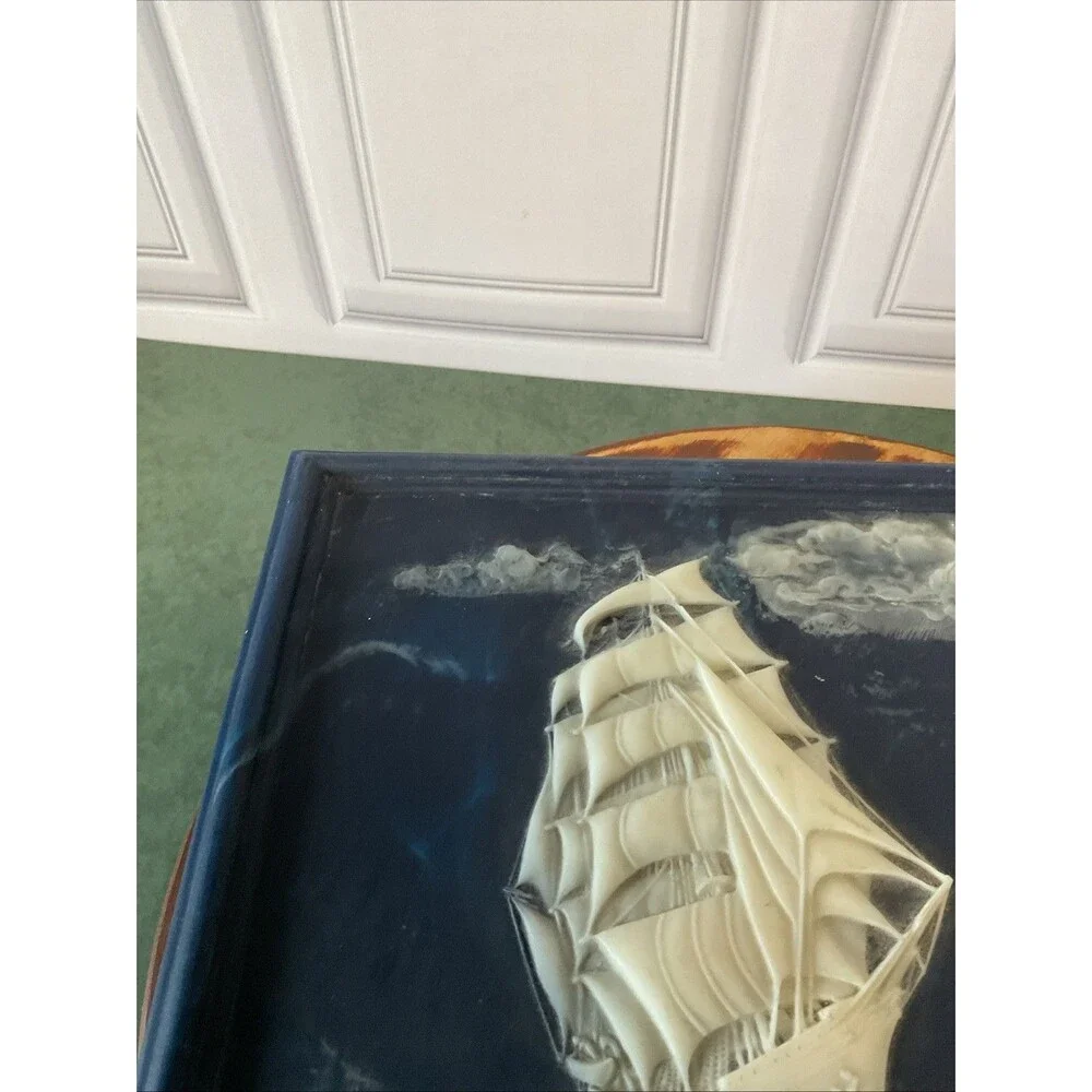 Vintage 1970’s Incolay Nautical Theme Jewelry Trinket Box Sailboat By JW ROBERTS